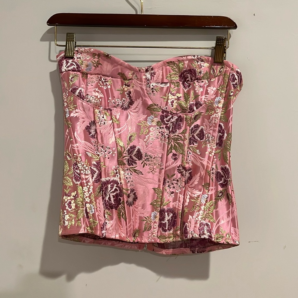 Pretty little thing pink patterned corset.